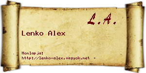 Lenko Alex névjegykártya